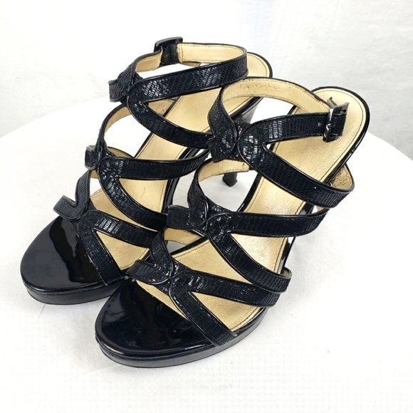 Calvin Klein Elegant Black Strappy Women's Open Toe 4' Heels Sz 8 - Picture 1 of 9